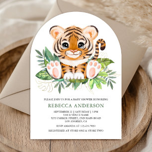 Tropische Jungle Safari Schattige Tijger Boog Baby Kaart