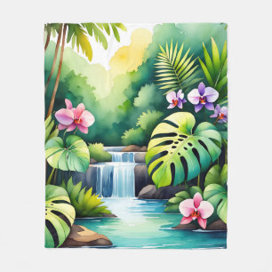 Tropische Jungle Waterval Orchidee Paradijs Fleece Deken