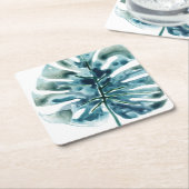 Tropische juwepalm vierkante kartonnen onderzetter (Schuin)