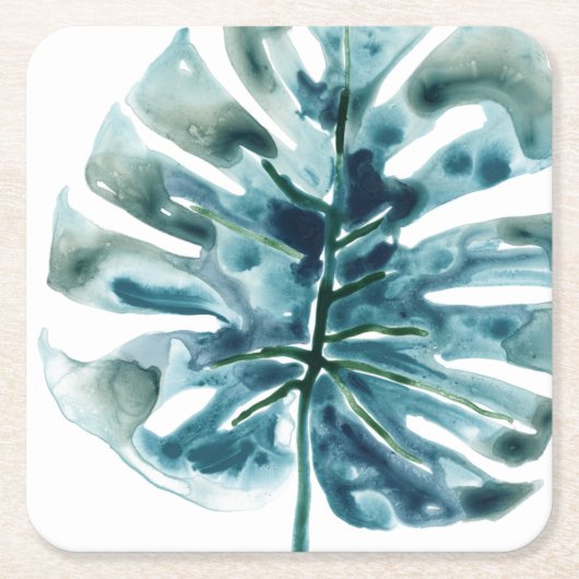 Tropische juwepalm vierkante kartonnen onderzetter (Voorkant)