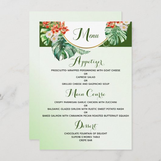 Tropische Kaart 4,5 x 6,25-inch flatmenu (Voorkant / Achterkant)