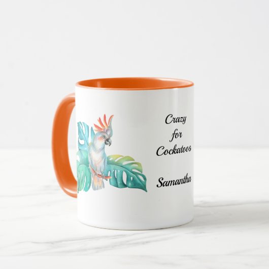 Tropische Kaketoe Exotische Papegaai Gepersonalise Mok (Voorkant links)