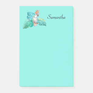 Tropische kaketoe papegaai gepersonaliseerd 4x6 post-it® notes