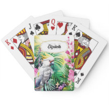 Tropische kaketoe papegaai oerwoud waterverf bloem