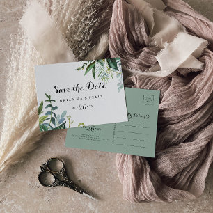 Tropische kalligrafie horizontaal Save the Date Briefkaart