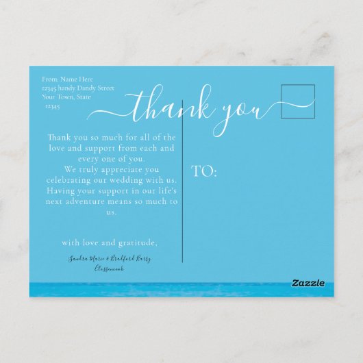 Tropische keizerharten in zand huwelijk Dank je we Briefkaart (Achterkant)