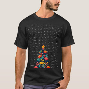 Tropische kerst Flamingo boom met Ornamenten T-shirt