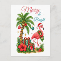 Tropische Kerst Flamingo Wenskaart