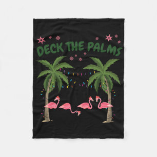 Tropische Kerst Florida Flamingo Deck The Palms Fleece Deken