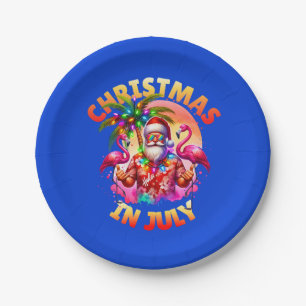 Tropische kerst in juli Palmbomen & Flamingo's Papieren Bordje