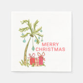 Tropische Kerst met Palm Tree Cadeaus Coastal Servet (Voorkant)