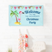 Tropische kerst met roze flamingo spandoek (Insitu)