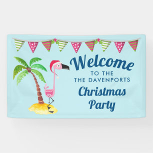 Tropische kerst met roze flamingo spandoek