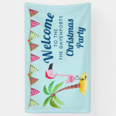 Tropische kerst met roze flamingo spandoek (Verticaal)