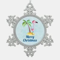 Tropische kerst met roze flamingo
