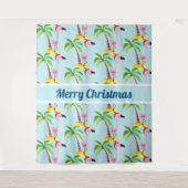 Tropische kerst met roze flamingo wandkleed (Voorkant)