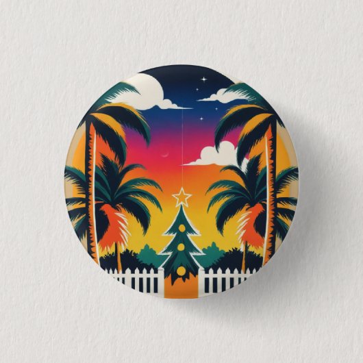 Tropische kerst ronde button 3,2 cm (Voorkant)
