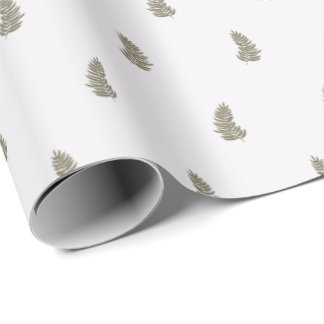 Tropische Kerst Salie Groen Witte Palmblad Cadeaupapier