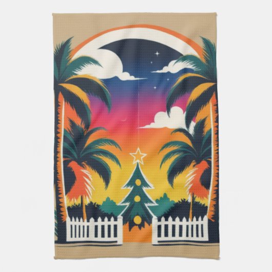 Tropische kerst theedoek (Verticaal)
