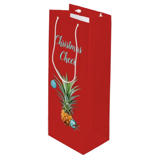 Tropische kerstanananas Rood Wijn Gift Bag Wijn Cadeautas (Voorkant Gekanteld)