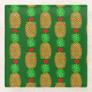 Tropische kerstanananas Warm Xmas Holiday Gre Glazen Onderzetter