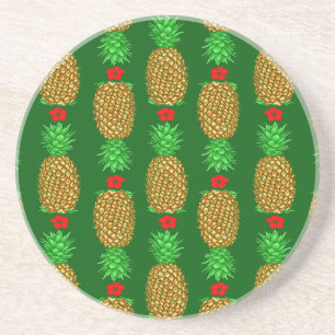 Tropische kerstanananas Warm Xmas Holiday Gre Zandsteen Onderzetter