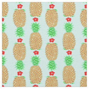 Tropische kerstanananas Warm Xmas op Light Bl Stof