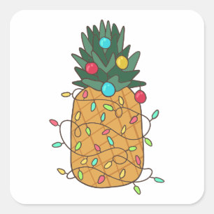 tropische kerstananas vierkante sticker