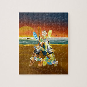 Tropische kerstboom Kayak Legpuzzel