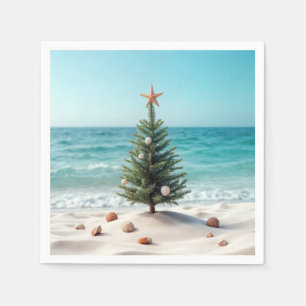 Tropische kerstboom op het strand servet