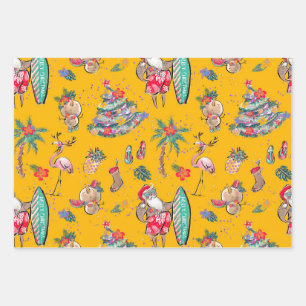 Tropische kerstcadeaubladen voor feestdagen inpakpapier vel