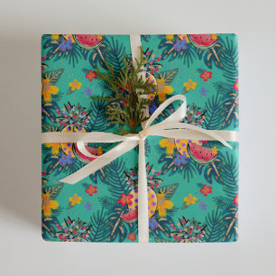 Tropische kerstcadeaubladen voor feestdagen inpakpapier vel