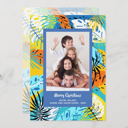 Tropische kerstfoto van Greenery Feestdagenkaart (Voorkant / Achterkant)