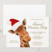 Tropische kerstGiraffe | Uitnodiging (Voorkant / Achterkant)