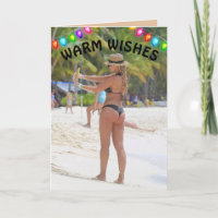 TROPISCHE KERSTKAART GROOTE BILLEN BIKINI MEISJE K