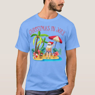 Tropische kerstkerst met Hawaiian tijdens de zomer T-shirt