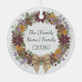 Tropische Kerstkrans Glas Cirkel Ornament