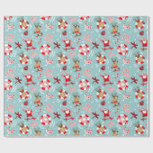 Tropische kerstman cadeaupapier (Vlak)