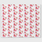 Tropische Kerstman Flamingo Kerstmis Cadeaupapier (Vlak)