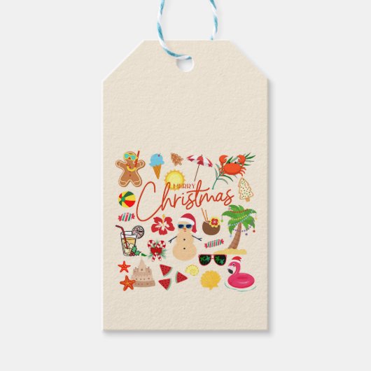 Tropische Kerstmis Cadeaulabel (Voorkant)