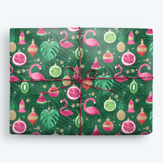 Tropische Kerstmis Flamingo Decoraties Cadeaupapier