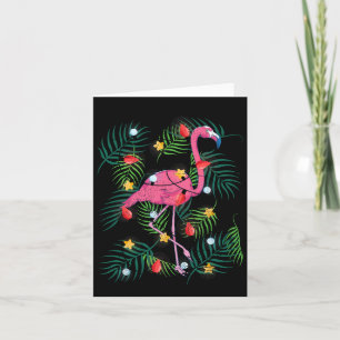 Tropische kerstmis Funny Pink Flamingo Hawaiian Ch Kaart