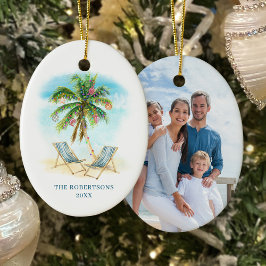 Tropische kerstpalmboom foto keramisch ornament
