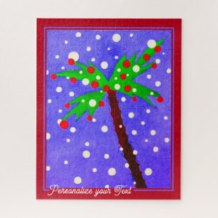 Tropische Kerstpalmboom & gepersonaliseerde tekst Legpuzzel