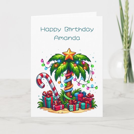 Tropische kerstpalmboom kaart (Voorkant)