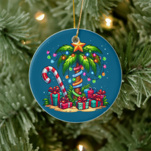 Tropische kerstpalmboom keramisch ornament