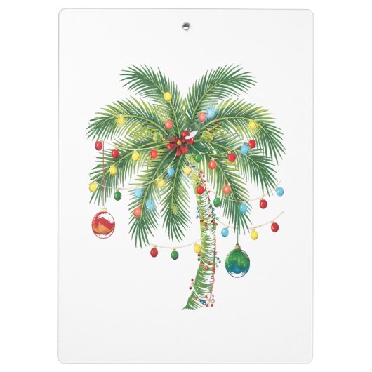 Tropische kerstpalmboom met verlichting en Ornam Klembord (Achterkant)