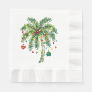 Tropische kerstpalmboom met verlichting en Ornam Servet