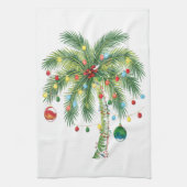 Tropische kerstpalmboom met verlichting en Ornam Theedoek (Verticaal)