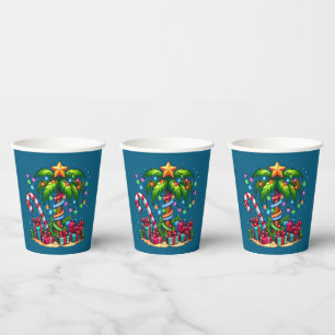 Tropische kerstpalmboom papieren bekers